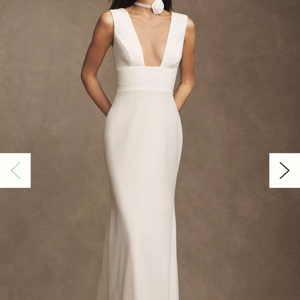 WTOO BY WATTERS CHLOE SLEEVELESS PLUNGE CREPE COLUMN WEDDING GOWN- Brand new!